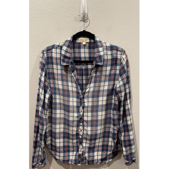 CLOTH AND STONE Plaid Blue White Pink Button Down Shirt - Picture 1 of 5